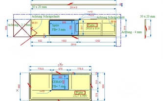CAD Zeichnung der Silestone Arbeitsplatten und Wischleisten