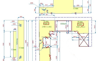 CAD Zeichnung der Silestone Arbeitsplatten und Rückwände