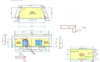 CAD Zeichnung der Silestone Arbeitsplatten und Wischleisten Cemento Spa