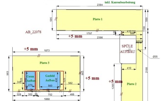 CAD Zeichnung der Küche mit Kücheninsel in Köln