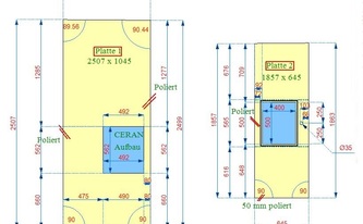 CAD Zeichnung der Silestone Negro Tebas Arbeitsplatten