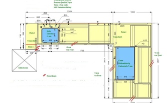 CAD Zeichnung der drei Silestone Arbeitsplatten