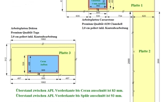 CAD Zeichnung der Küche in Krefeld mit Caesarstone Arbeitsplatten