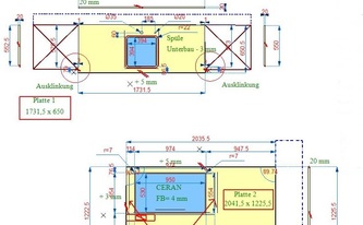 CAD Zeichnung der Granit Arbeitsplatten Nero Assoluto Zimbabwe in Krefeld