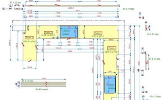 CAD Zeichnung der vier Granit Arbeitsplatten