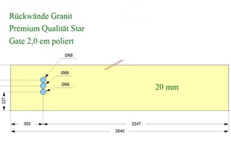 CAD Zeichnung der Granit Rückwand