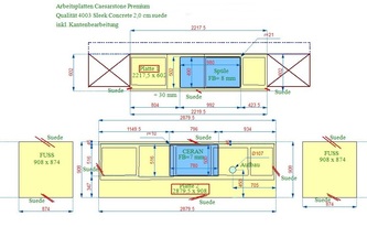 CAD Zeichnung der Caesarstone Arbeitsplatten Sleek Concrete