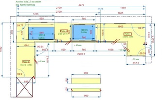 CAD Zeichnung der Granit Arbeitsplatten Nero Assoluto India