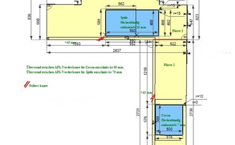 CAD Zeichnung der L-Küche in Leverkusen