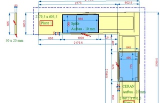 CAD Zeichnung der Küche in Leverkusen