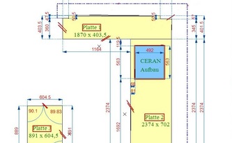 CAD Zeichnung der Schiefer Arbeitsplatten