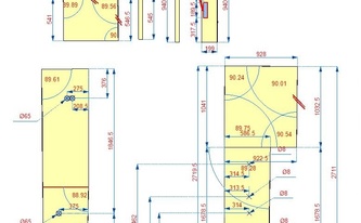 CAD Zeichnung der Rückwände aus Glas