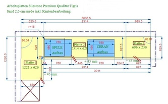 CAD Zeichnung der Silestone Tigris Sand Arbeitsplatten