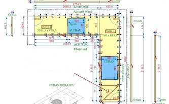 CAD Zeichnung der Granit Arbeitsplatten und Wischleisten Krishna Black