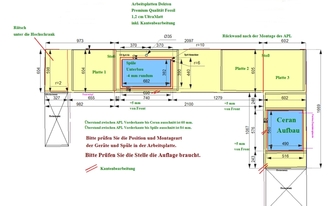 CAD Zeichnung der Küche in L-Form in Lörrach