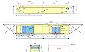 CAD Zeichnung der drei Dekton Arbeitsplatten und Rückwände