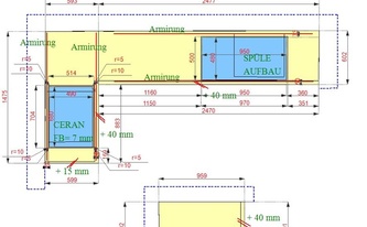 CAD Zeichnung: Granit Arbeitsplatten und Wischleisten