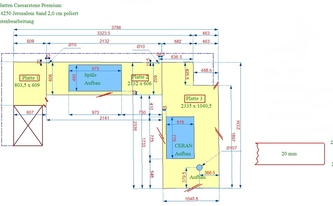 AutoCad Zeichnung der Caesarstone Arbeitsplatten 4255 Creme Brule