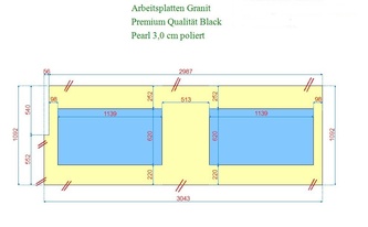 CAD Zeichnung der Granit Arbeitsplatte Black Pearl 