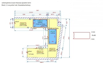 Skizze der Nero Devil Black Arbeitsplatten in Mainz