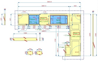 CAD Zeichnung der IKEA Küche in Mainz