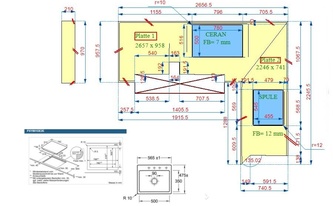 CAD Zeichnung der Dekton Arbeitsplatten