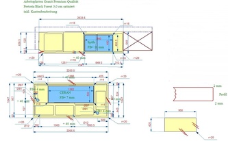CAD Zeichnung der IKEA Küche mit Granit Arbeitsplatten