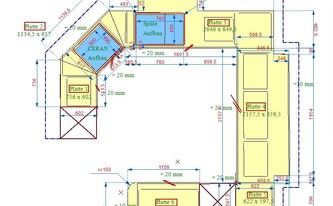 CAD Zeichnung der Granit Arbeitsplatten Aracus Black