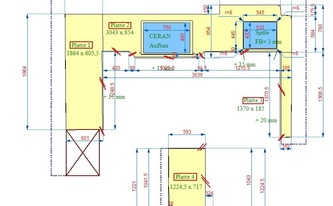 CAD Zeichnung der Arbeitsplatten aus Granit