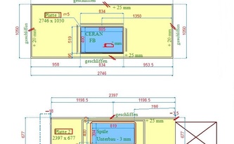 CAD Zeichnung der Silestone Arbeitsplatten Cemento Spa in Merseburg