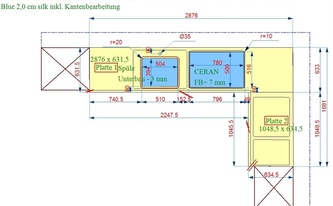 CAD Zeichnung der IKEA Küche in Mönchengladbach