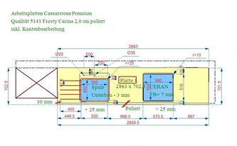 CAD Zeichnung der Frosty Carrina Arbeitsplatte