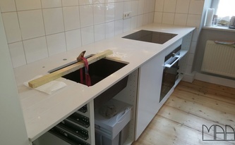 Caesarstone 5141 Frosty Carrina Arbeitsplatten in München geliefert