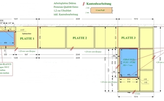 Zeichnung der Dekton Arbeitsplatten in München