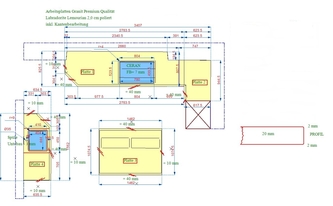 AutoCad Zeichnung der Granit Arbeitsplatten mit polierter Oberfläche 