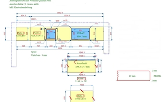 AutoCad Zeichnung der Granit Arbeitsplatten und Tischplatte Nero Assoluto India