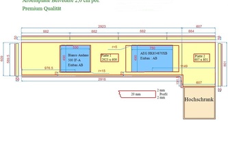 CAD Zeichnung für Arbeitsplatten und Sockelleisten