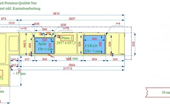 CAD Zeichnug der Granit Arbeitsplatten