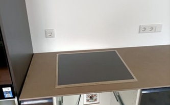 Level Keramik Arbeitsplatte Taupe Concrete mit Ceranfeld