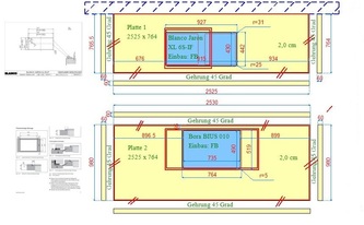 CAD Zeichnung der Schiefer Arbeitsplatten