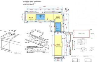 Skizze der in Münster montierten Silestone Arbeitsplatte
