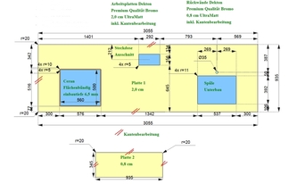 CAD Zeichnung der Dekton Arbeitsplatte und Rückwand