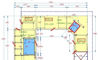 CAD Zeichnung der U-förmigen IKEA Küche