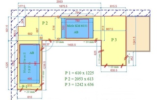 CAD Zeichnung der Granit Arbeitsplatten Black Pearl