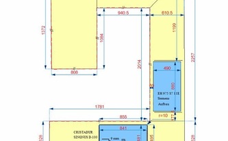 Zeichnung der Granit Devil Black Arbeitsplatten