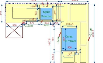 CAD Zeichnung der Silestone Arbeitsplatten