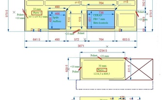 CAD Zeichnung der Granit Arbeitsplatten und Rückwand Atlantic Yellow