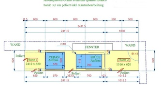 Zeichnung der Granit Arbeitsplatte Bianco Sardo