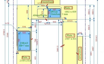 CAD Zeichnug der Granit Marinace Nero Arbeitsplatten