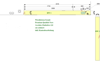 CAD Zeichnung der Rückwände für die Küche in Plochingen
